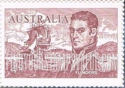 FindYourStampsValue: Early Navigators Type of 1963: Matthew Flinders and three-master “Investigator“