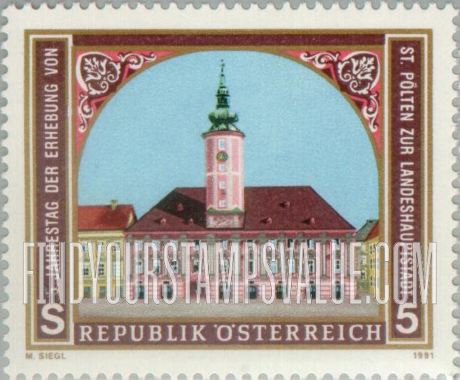FindYourStampsValue: 5th Anniversary of St. Polten as Provincial Capital of Lower Austria