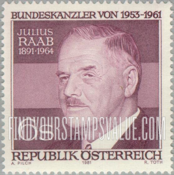 FindYourStampsValue: Julius Raab (1891-1964), Politician