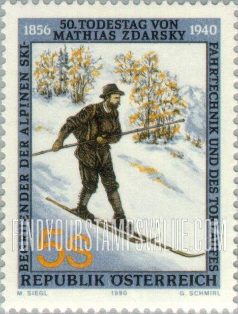 FindYourStampsValue: Mathias Zdarsky (1856-1940), Alpine Skier