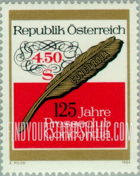 FindYourStampsValue: Concordia Press Club, 125th Anniversary: Quill