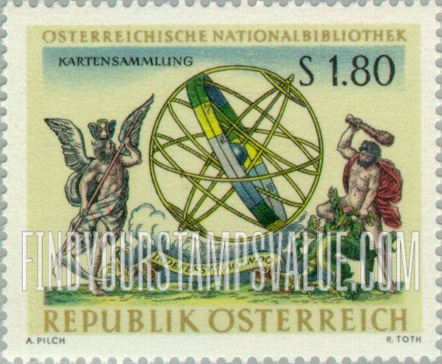FindYourStampsValue: Map Collection: Title page of Geographia Blavania (Cronus, Hercules and celestial sphere)