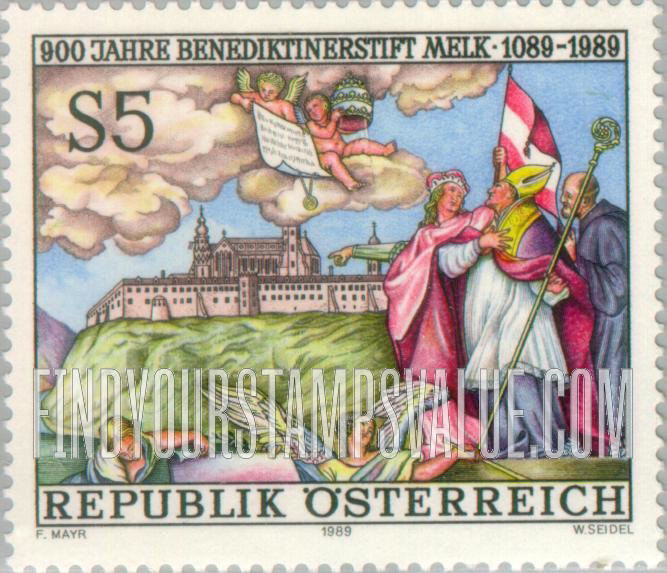 FindYourStampsValue: Benedictine Monastery, Melk, 900th Anniversary: Fresco by Paul Troger