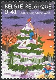 FindYourStampsValue: Christmas: Ski jumper in Christmas tree