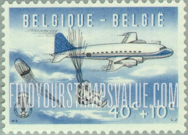 FindYourStampsValue: Semi-Postal: Parachutists and Plane