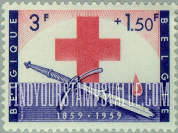 FindYourStampsValue: Semi-Postal: Red Cross, broken sword and drop of blood