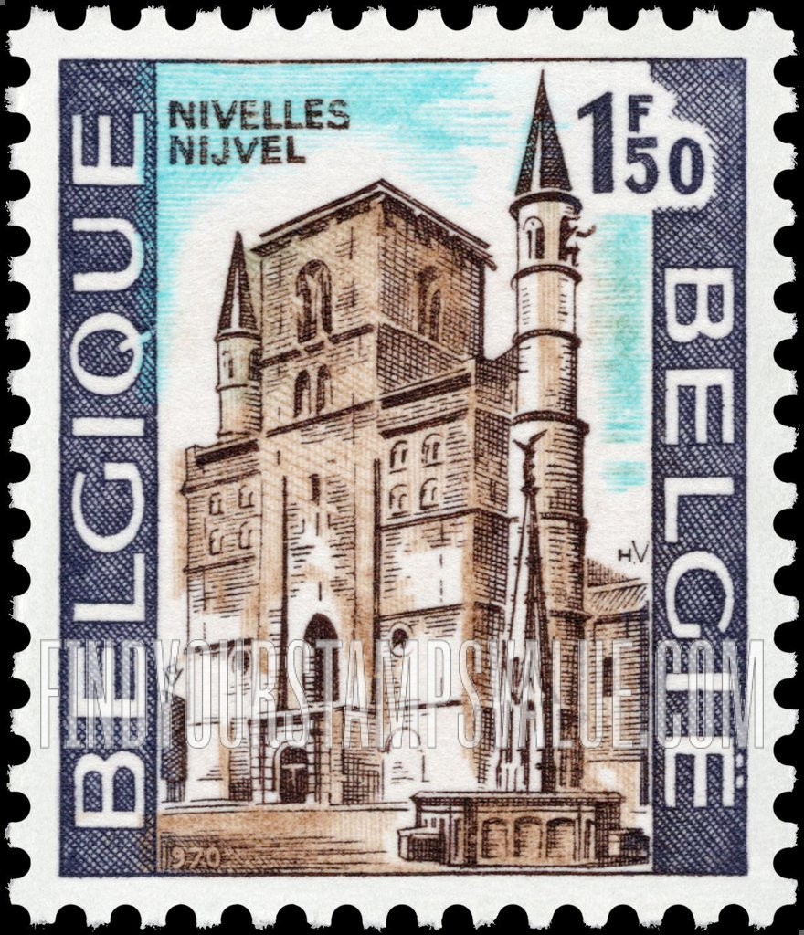 FindYourStampsValue: Tourist: Romanesque Cathedral, gothic fountain, Nivalles