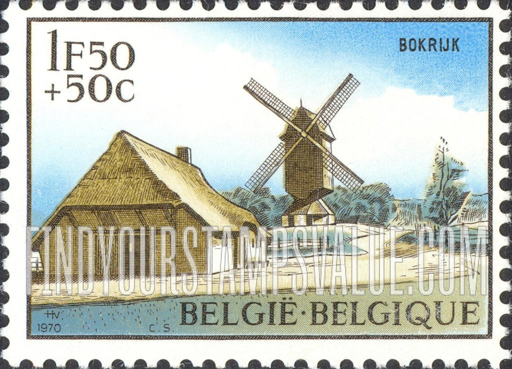 FindYourStampsValue: Semi-Postal: Farm and Windmill, Open-air Museum, Bokrijk