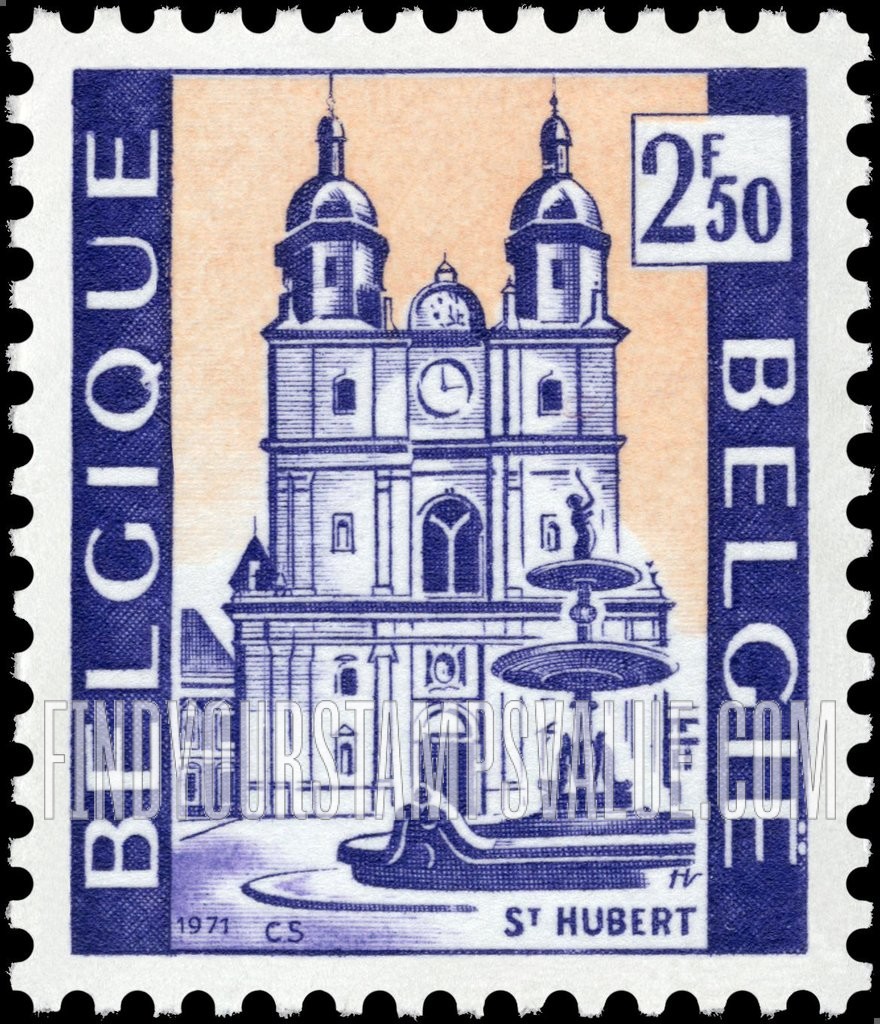 FindYourStampsValue: Tourist: Abbey and fountain, St. Hubert