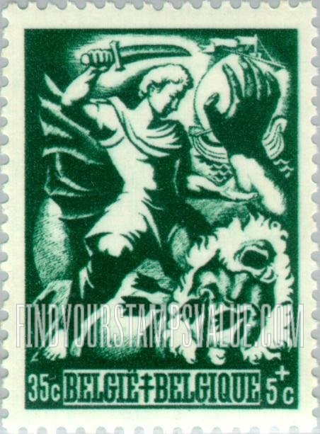 FindYourStampsValue: Semi-Postal: Brabo Slaying the Giant Antigoon