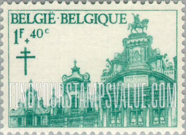 FindYourStampsValue: Semi-Postal, Buildings on Grand-Place, Brussels: Brewers’ Hall