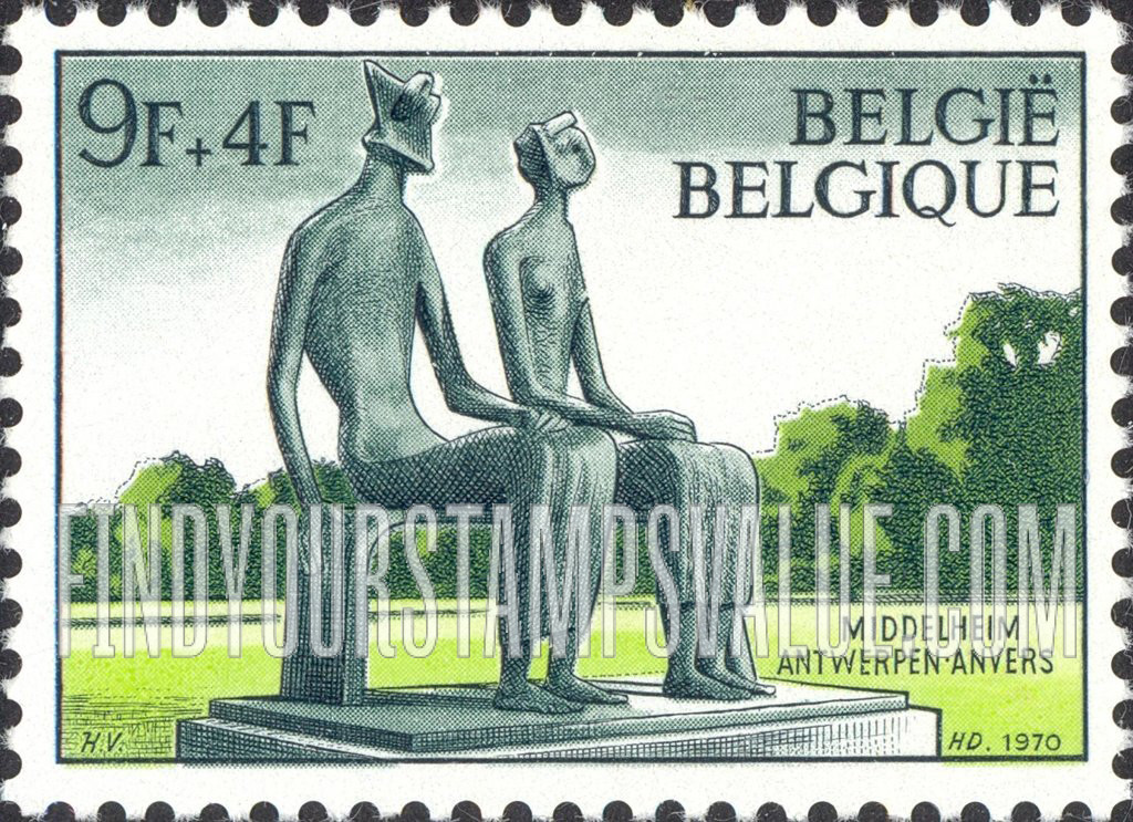 FindYourStampsValue: Semi-Postal, Belgian Museums: “The Sovereigns”, by enry Moore, Middelheim Museum, Antwerp