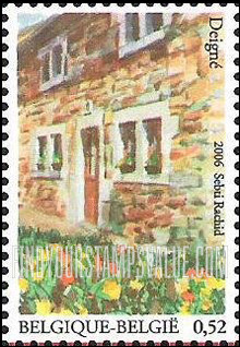 FindYourStampsValue: Scenes of Wallonian Villages: House and flowers, Deigné