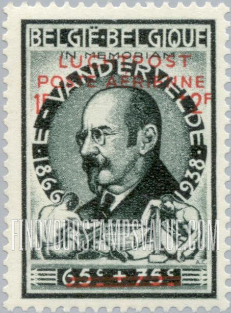 FindYourStampsValue: Air Post Semi-Postal: Emile Vandervelde