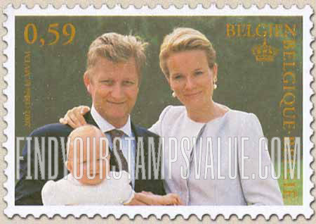 FindYourStampsValue: Princess Elizabeth, 1st Birthday: Princesses Elizabeth and Mathilde, Prince Philippe