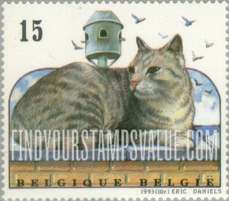 FindYourStampsValue: European House Cats: Gray tabby