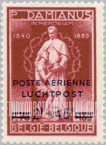 FindYourStampsValue: Air Post Semi-Postal: Father Damien Comforting Leper