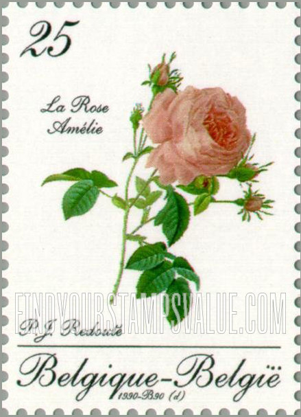 FindYourStampsValue: Collecting Promotion, Various flowers from Sixty Roses for a Queen, by P.J. Redoute (1759-1840): Amelie rose