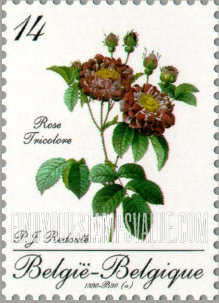 FindYourStampsValue: Collecting Promotion, Various flowers from Sixty Roses for a Queen, by  P.J. Redoute (1759-1840): Rose tricolore