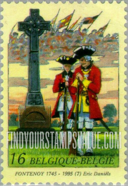 FindYourStampsValue: Battle of Fontenoy, 250th Anniversary: Irish soldiers, Cross of Fontenoy