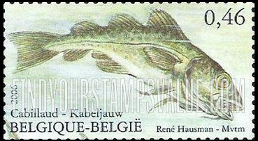 FindYourStampsValue: Fish of the North Sea: Cabillaud (cod)