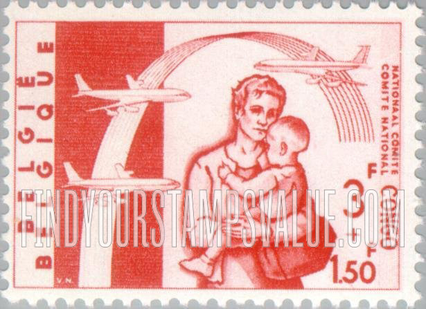 FindYourStampsValue: Semi-Postal: Mother and Child, Planes and Rainbow