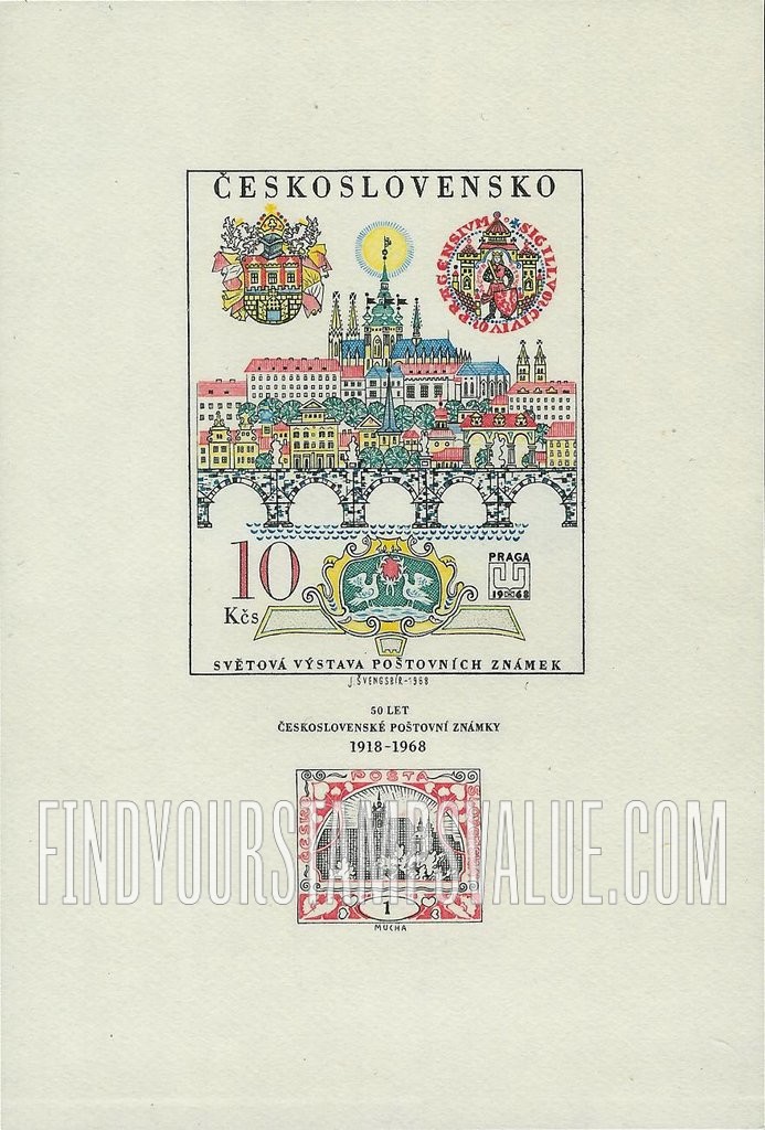 FindYourStampsValue: View of Prague and Emblems