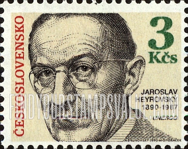 FindYourStampsValue: Famous men: Jaroslav Heyrovsky (1890-1987), chemical physicist