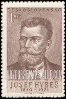 FindYourStampsValue: Portrait Type of 1950: Josef Hybes (1850-1921), cofounder of Czech Communist Party
