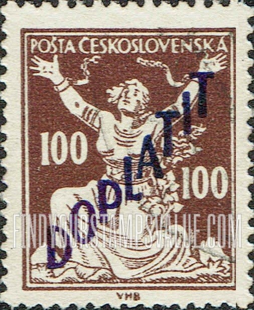 FindYourStampsValue: Czechoslovakia Breaking Chains to Freedom: Violet Overprint