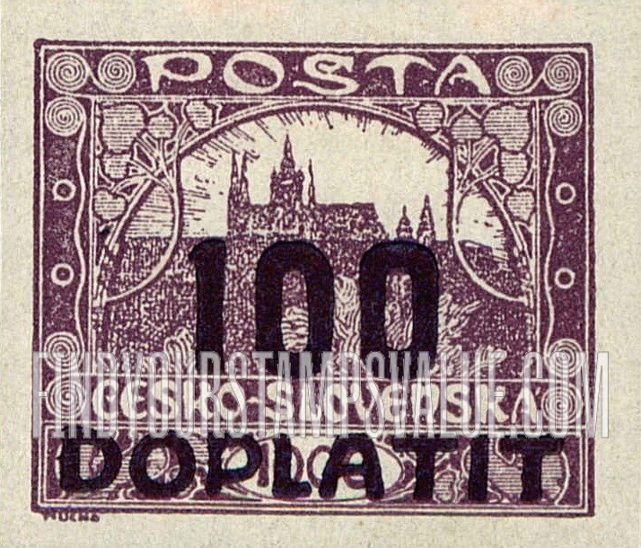 FindYourStampsValue: POSTAGE DUE STAMPS - Hradcany at Prague: Surcharged in Violet