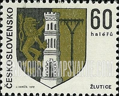FindYourStampsValue: Coat of Arms Type of 1968: Zlutice