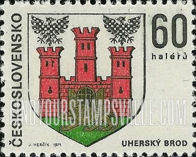 FindYourStampsValue: Coat of Arms Type of 1968: Uhersky Brod