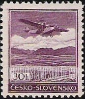 FindYourStampsValue: AIR POST STAMPS - Hradcany at Prague: Type of 1930 with hyphen in Cesko-Slovensko