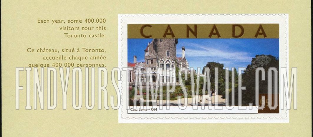 FindYourStampsValue: Tourist Attractions Type of 2001: Casa Loma, Toronto, Ontario