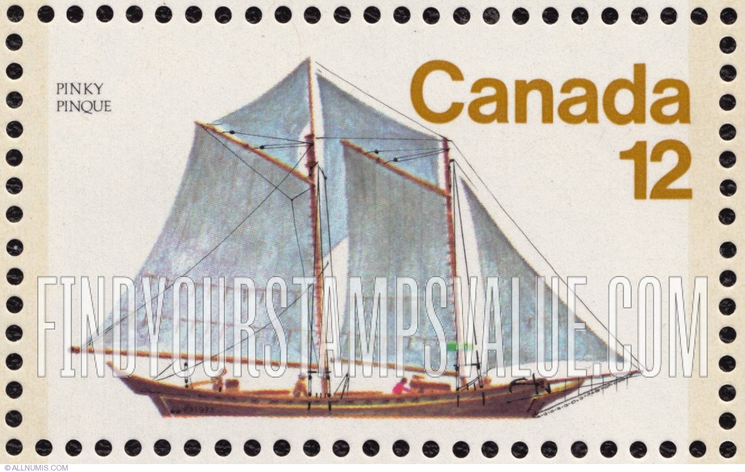 FindYourStampsValue: Canadian sailing ships: Pinky