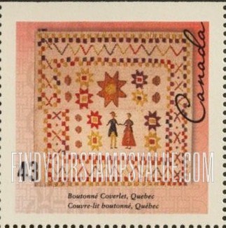 FindYourStampsValue: Booklet Stamps: Boutonne coverlet, Quebec