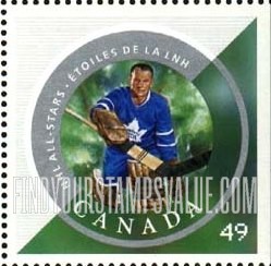 FindYourStampsValue: National Hockey League Stars: Johnny Bower (green background)