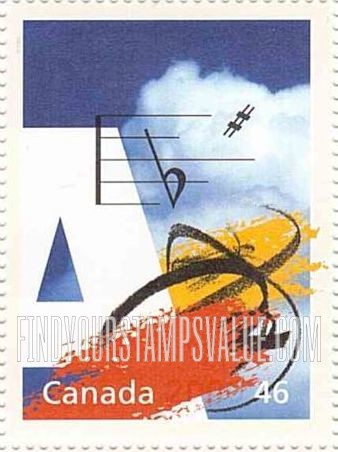 FindYourStampsValue: Fostering Canadian Talent: Canada Council (sky, musical staff, “A”).