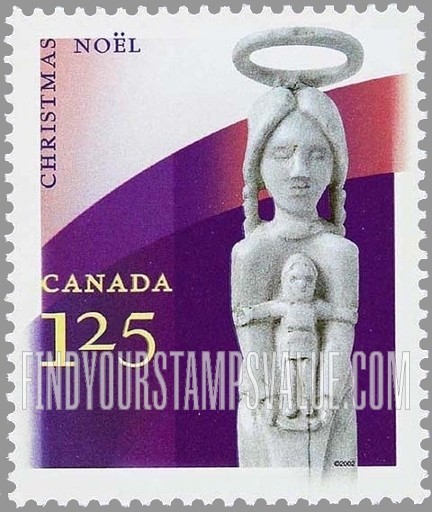 FindYourStampsValue: Christmas: Mary and Child, sculpture by Irene Katak Angutitaq