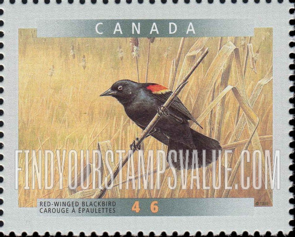FindYourStampsValue: Bird Type of 1996: Red-winged blackbird
