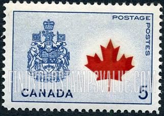 FindYourStampsValue: Maple leaf and arms of Canada