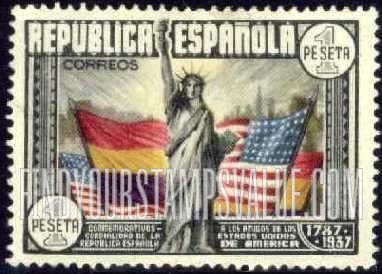 FindYourStampsValue: Statue of Liberty, Spanish and US Flags