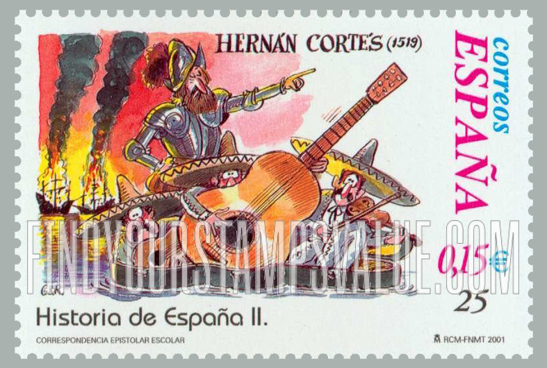 FindYourStampsValue: Letter Writing Type of 1998: Conquest of Mexico by Hernán Cortés, 1519