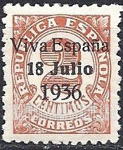 FindYourStampsValue: Revolutionary Overprints, Nationalist (Revolutionary) Forces, Santa Cruz de Tenerife: Numeral