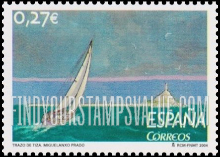 FindYourStampsValue: School Letter Writing Campaign. Scenes from comic strip Trazo de Tiza, by Miguelanxo Prado: Sailboat