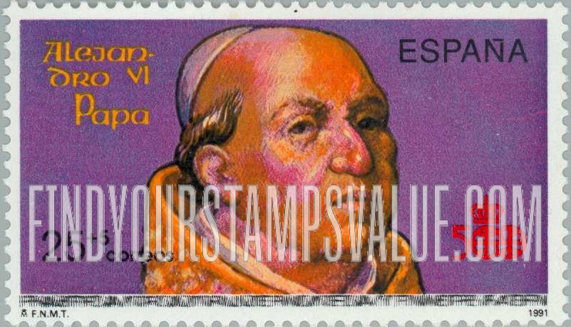 FindYourStampsValue: Semi-Postal: Discovery of America, 500th Anniversary, 1992, Pope Alexander VI