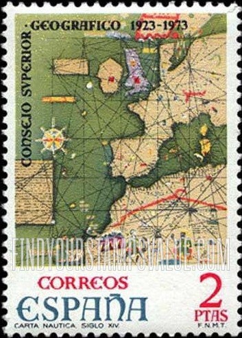 FindYourStampsValue: Nautical Chart of Western Europe and North Africa