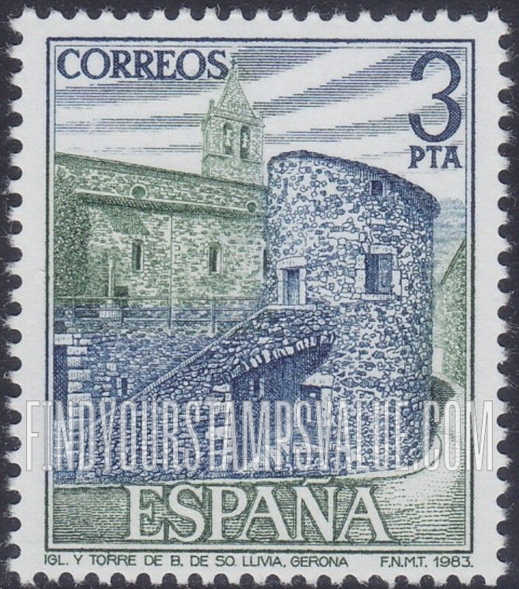 FindYourStampsValue: Church at Llivia, Gerona