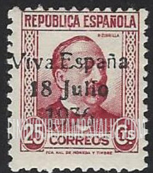 FindYourStampsValue: Revolutionary Overprints, Nationalist (Revolutionary) Forces, Santa Cruz de Tenerife: Manuel Ruiz-Zorrilla